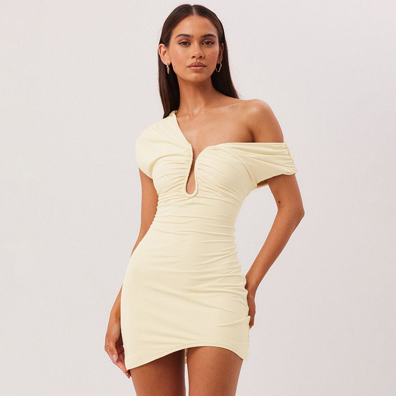 Europa y América ropa de mujer 2026 primavera y verano nueva moda casual sin mangas agujeros delgada bolsa de cadera vestido corto comercio exterior al por mayor