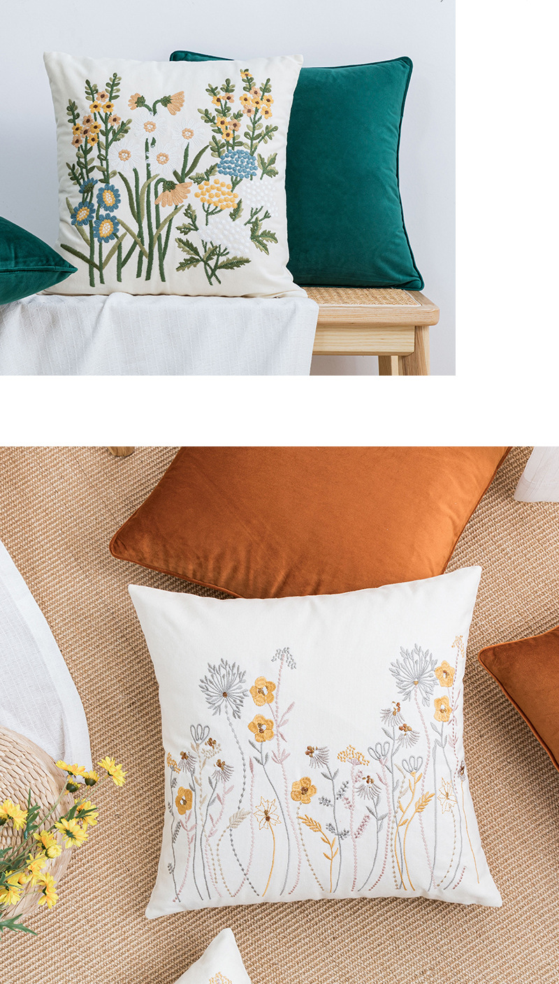 Pastoral Flower Cotton Pillow Cases display picture 2