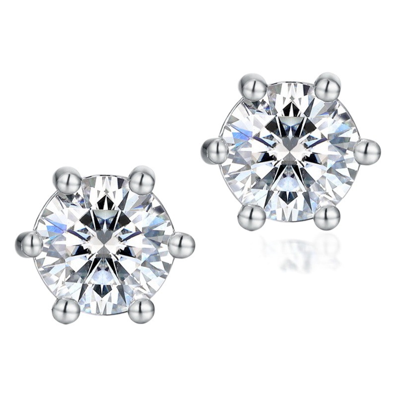 Wilsheng joyería simple s925 plata de seis garras con incrustaciones de moissanite pendientes de comercio exterior transfronteriza al por mayor Super Flash pendientes