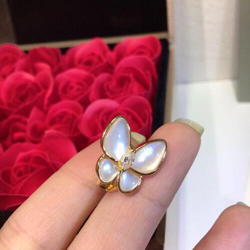 Vera Wang White Mother-of-Pearl Butterfly Earrings Plated with 18K Gold, White Gold Rose Gold Mother-of-Pearl Butterfly Earrings, Luxury Women's Earrings