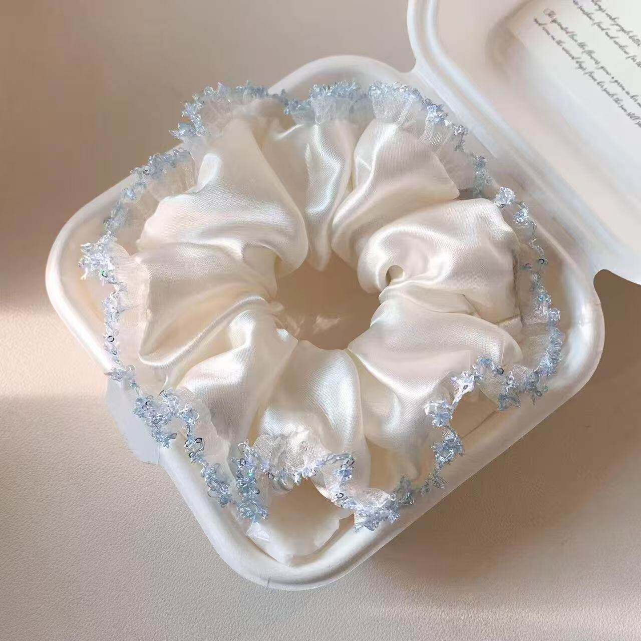 2026 nuevo estilo coreano super grande anillo de pelo intestino grande niñas de alto nivel de sensación de cabello de flores cuerdas de cabello de cordón de goma adornos para el cabello