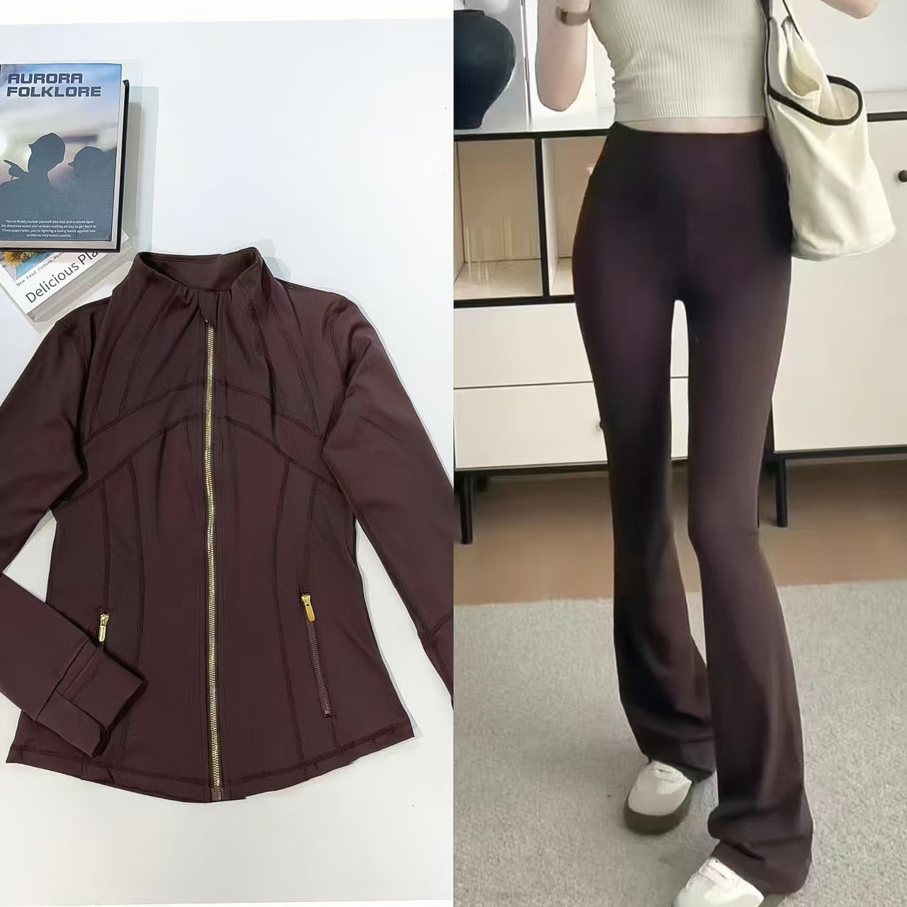 커피 골드 롱 재킷 = 나팔바지 세트