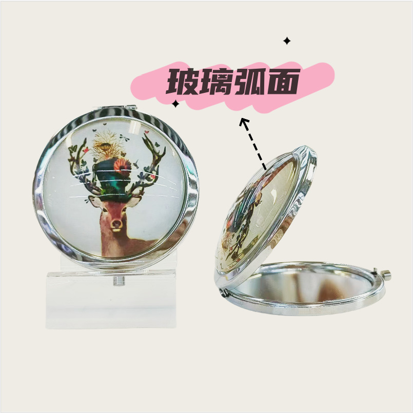 Espejo de cristal espejo pequeño plegable creativo mini espejo redondo de doble cara espejo de maquillaje de metal portátil