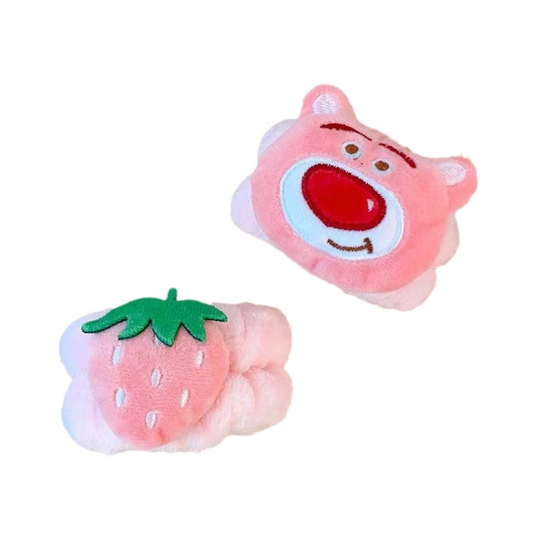Internet celebridad de dibujos animados lindo correa de muñeca de felpa lavado de cara banda de pelo a prueba de humedad impermeable artefacto fresa oso chica sudor-cordón absorbente