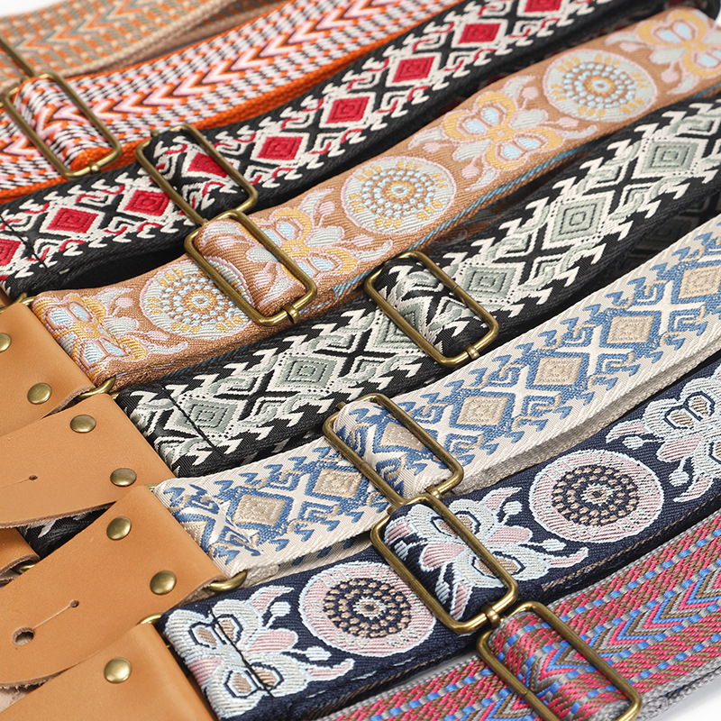 Alabanza PP correa de la guitarra 2023 nuevo S50 jacquard correa de hombro bordado cuero genuino cabeza correa de la guitarra