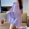 Breathable purple long shirt, thin cardigan, jacket, sun protection, mid-length, long sleeve