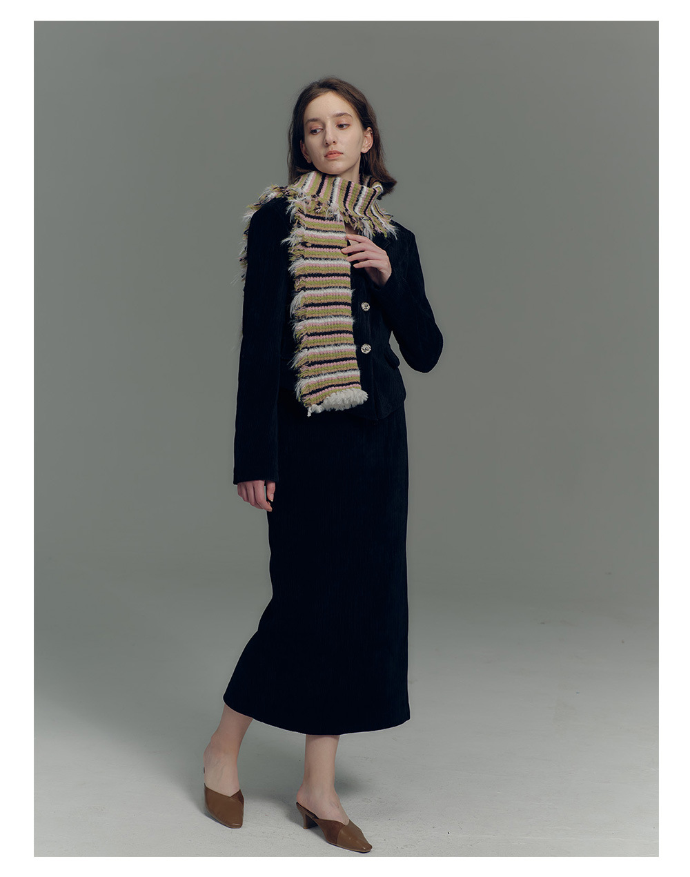 Damen Strickschal Im Vintage Look Gestreifter Wollschal Für Winter_voghion.com