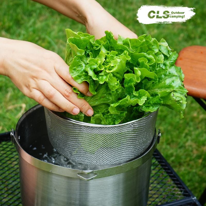 CLS洗菜篮子304不锈钢沥水篮厨房洗菜盆洗水果蔬菜漏盆圆形网篮