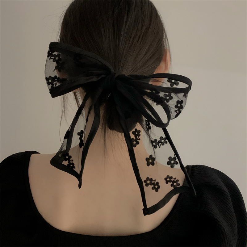 thumbnail image 1 of Súper hermoso encaje ~ Xianqi bowknot diadema turbante primavera y verano bufanda bufanda de seda atado pelo corbata pelo versión coreana todo-fósforo, 1 of 2