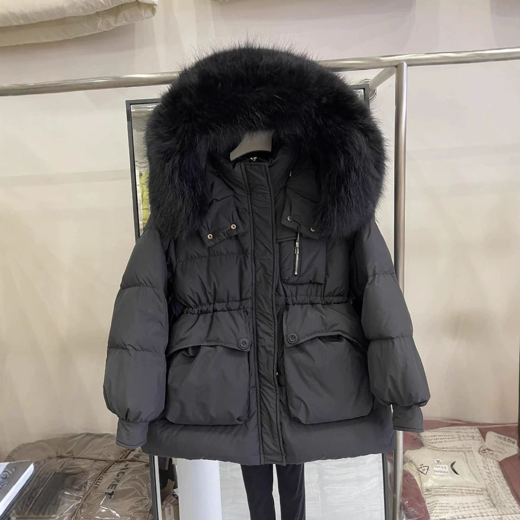 Down jacket, winter warm velvet hoody, mid-length, 2024 years, Korean style, duck down