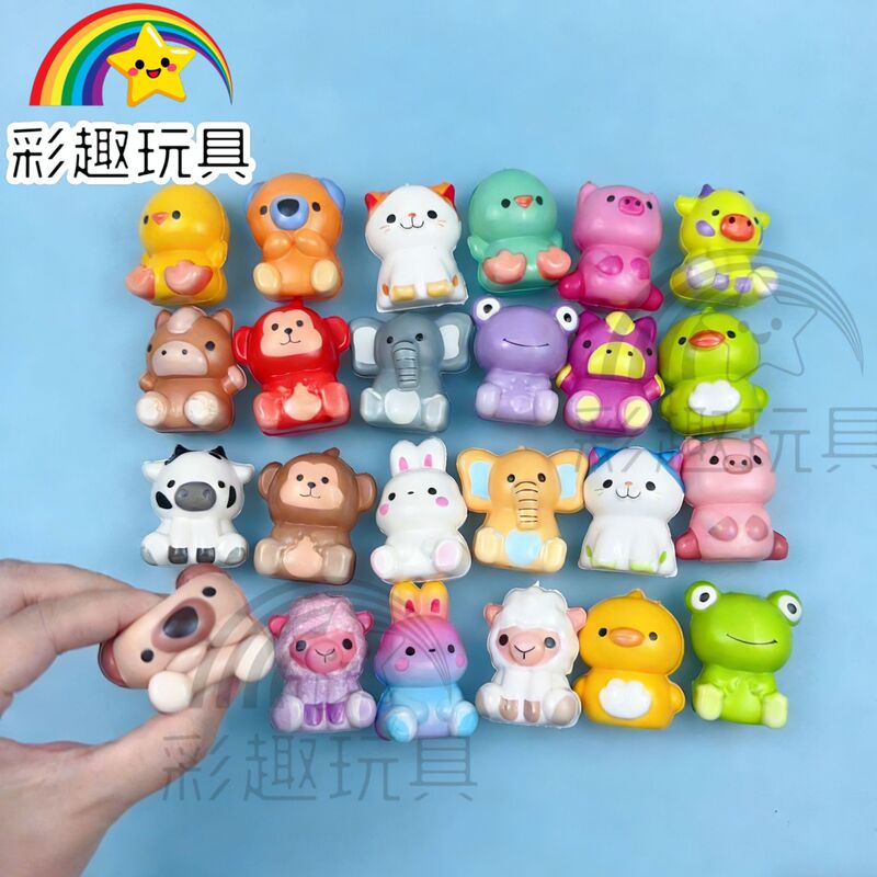 Cross-Border Amazon New Model 24 Types of Pu Squeeze Slow-Rebound Small Animal Stress-Relief Toys for Children