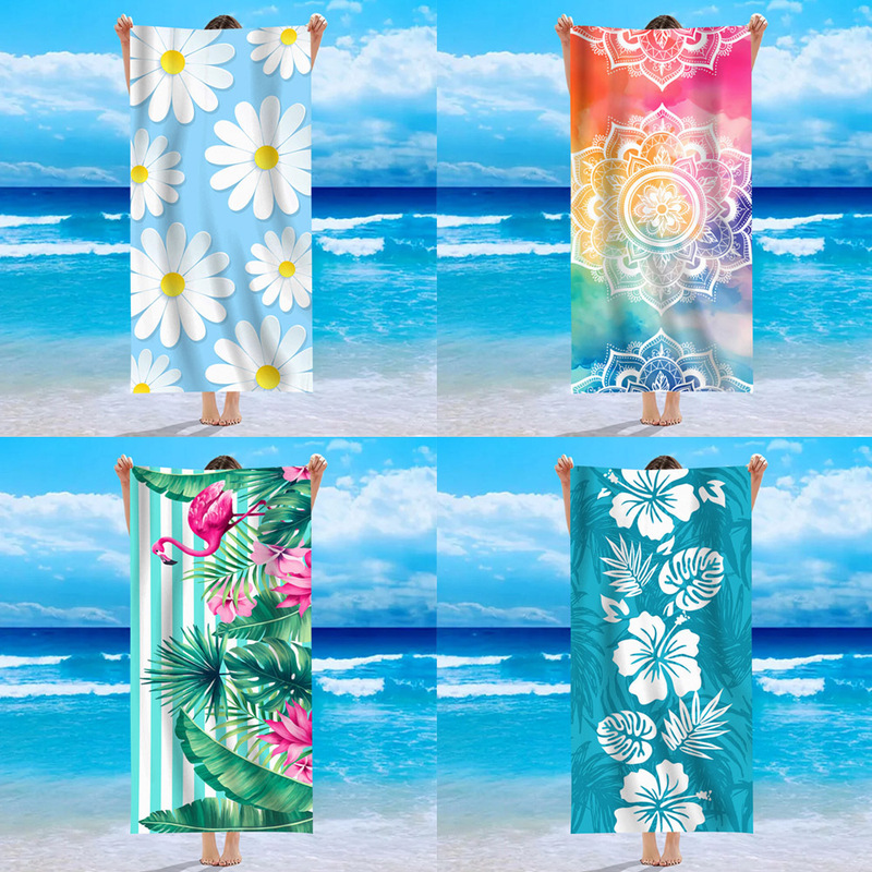 Foreign Trade One-sided Fleece Beach Towel Microfiber Beach Bath Towel Summer Printed Pattern Towel Bath Towel Beach