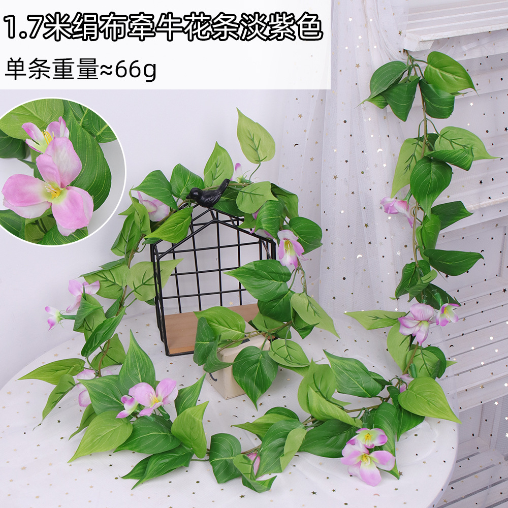 Gloria de La Mañana artificial ratán interior techo tubo sinuoso decoración al aire libre cerca artificial tela seda trompeta flor
