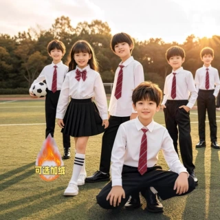 元旦儿童白衬衫男童长袖小学生校服运动会合唱表演女童白色棉衬衣