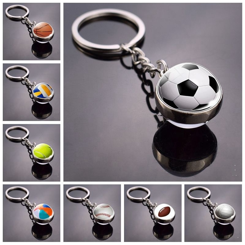 football glass keychain for keys
