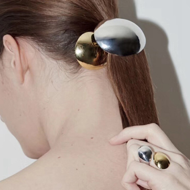Minimalistische Metall Haarklammer In Eierschalenform Für Damen_voghion.com