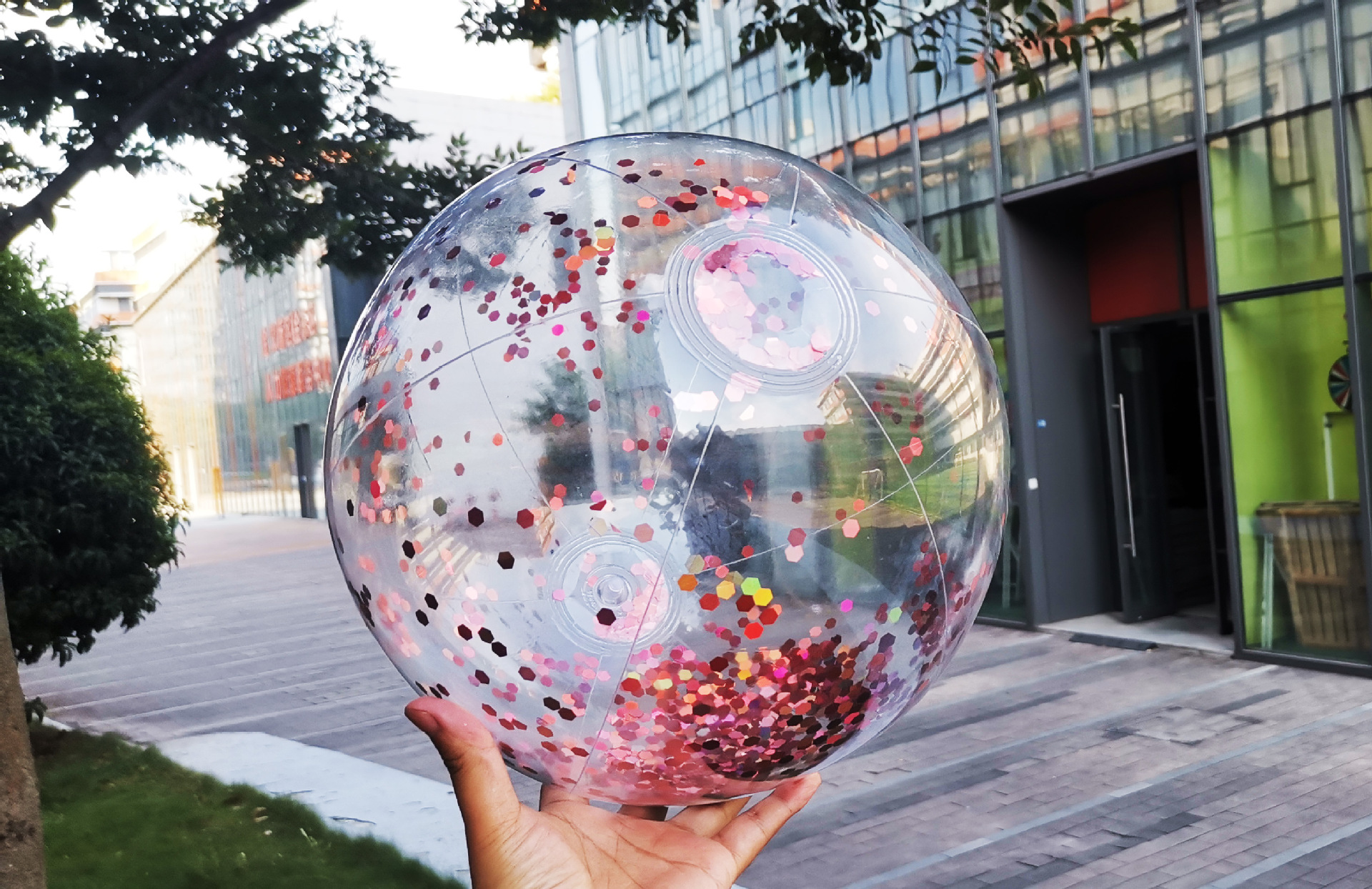 亮片充气沙滩球  (5)