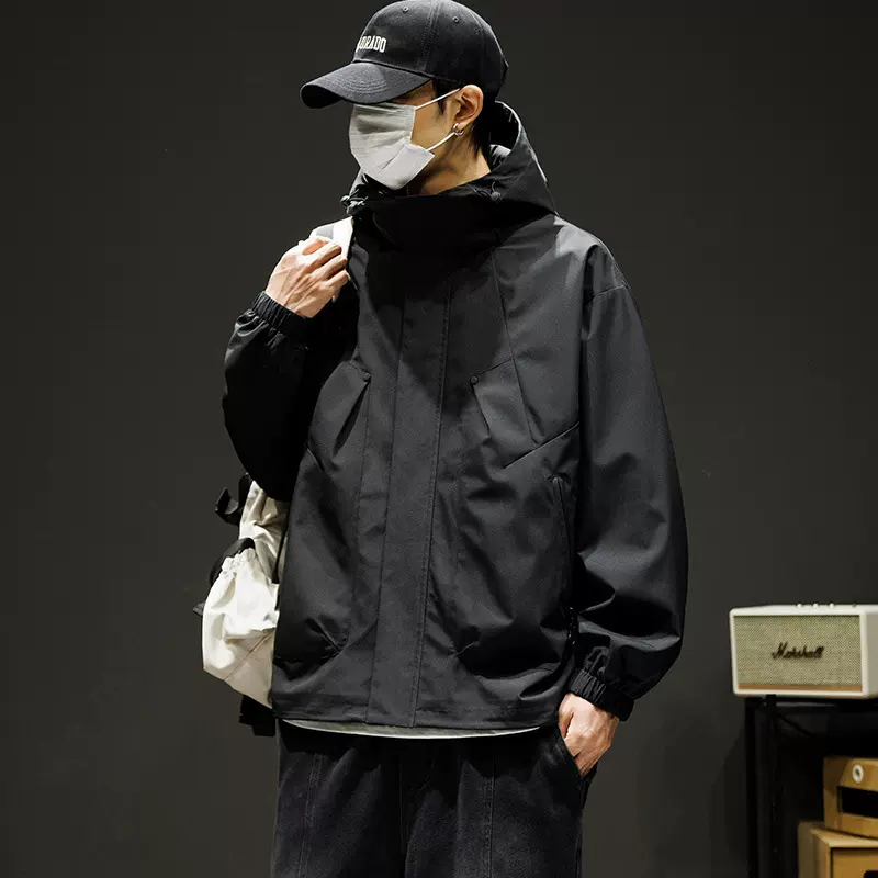 2025春季新款ins港风连帽夹克宽松大码胖子运动户外防风防水外套