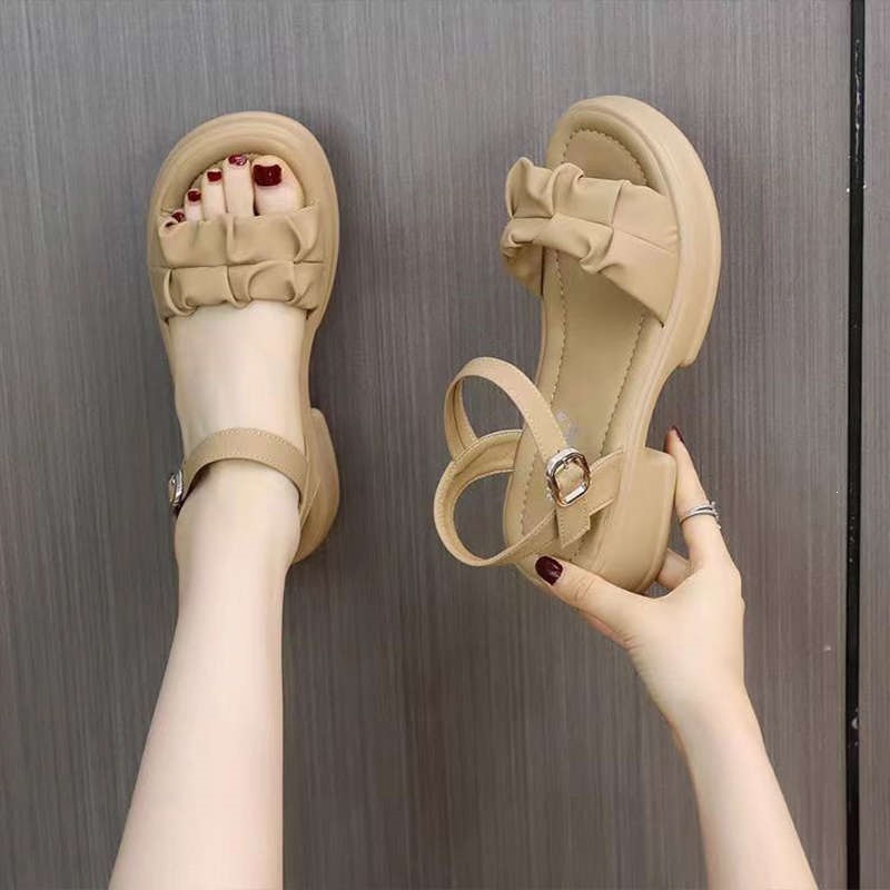 Pequeño aumento de altura sandalias de suela gruesa para mujeres verano 2026 nuevos zapatos de playa de talón grueso para mujeres sandalias de suela gruesa image 5