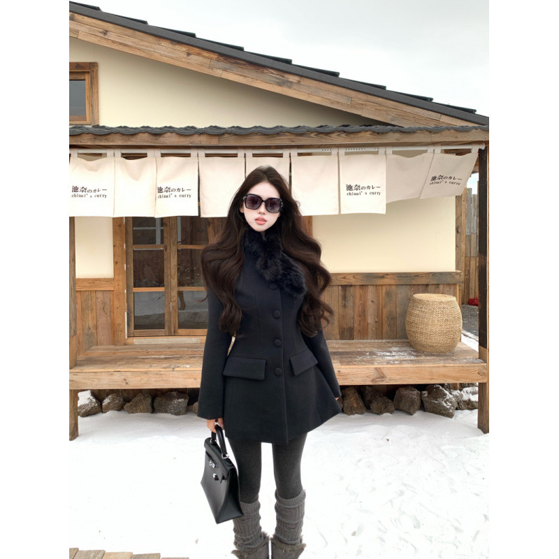 糖糖~老钱风韩系气质收腰大衣女2025冬季新款小香风毛呢外套