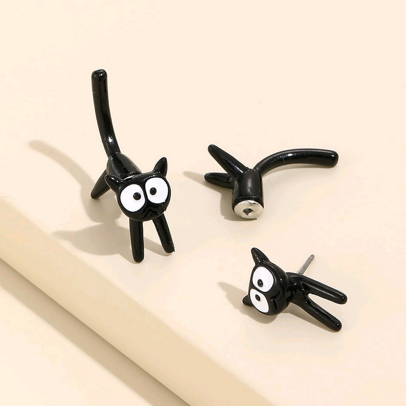 1 Paire Mignon Dessin Animé Chat Placage Alliage Boucles D'oreilles display picture 4