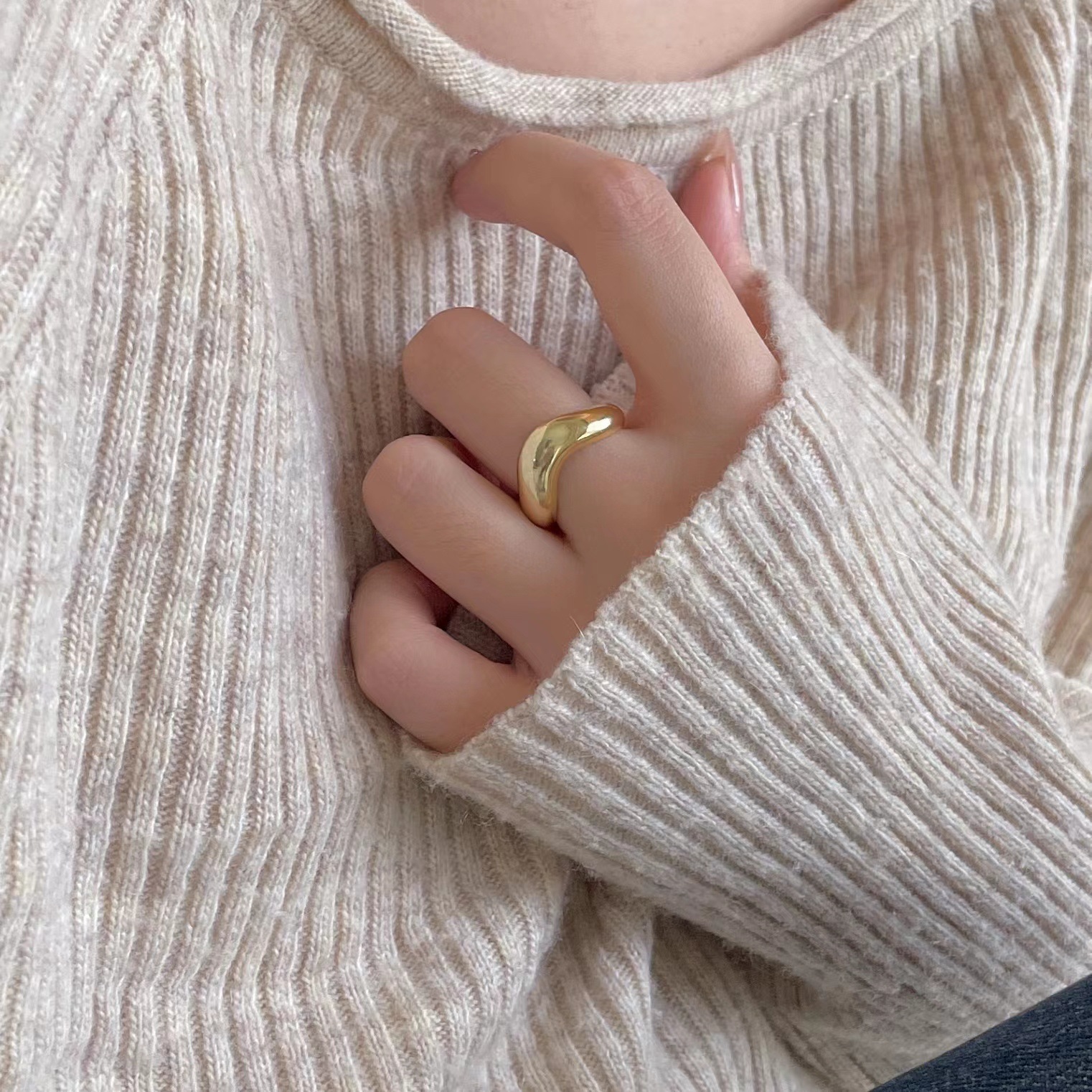 Open Ring Classification 925 Sterling Silver Solid Color Open Ring