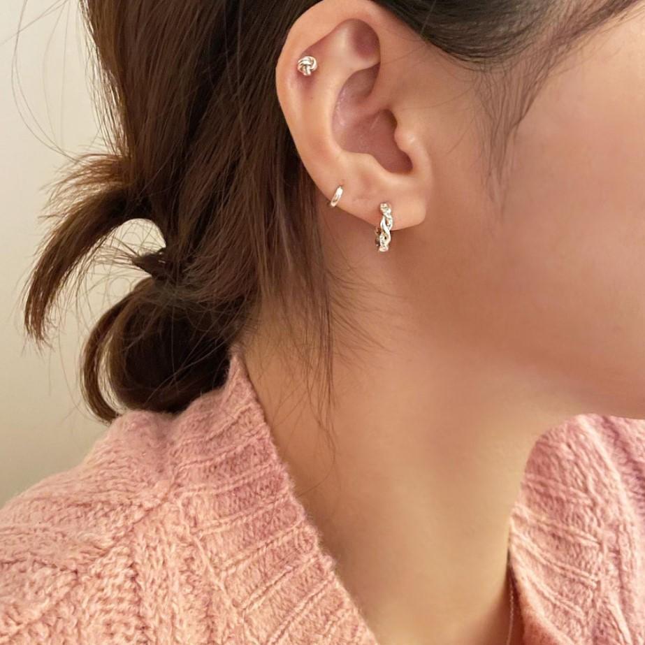 6g Weight Zircon Inlay Material Earrings Classification 1 Pair Quantity 1 Pair 925 Sterling Silver Zircon Twist Earrings