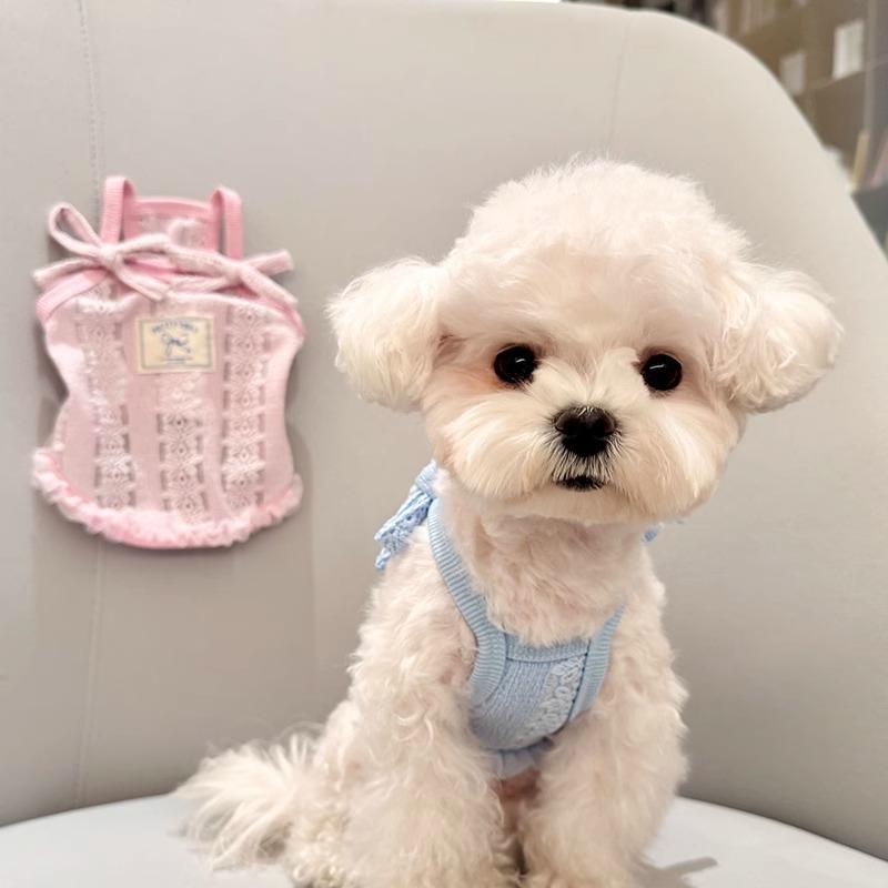 Ropa para perros verano estilo fino malla transpirable hueca jacquard camisola Marzis Teddy Bi Bear Bomei