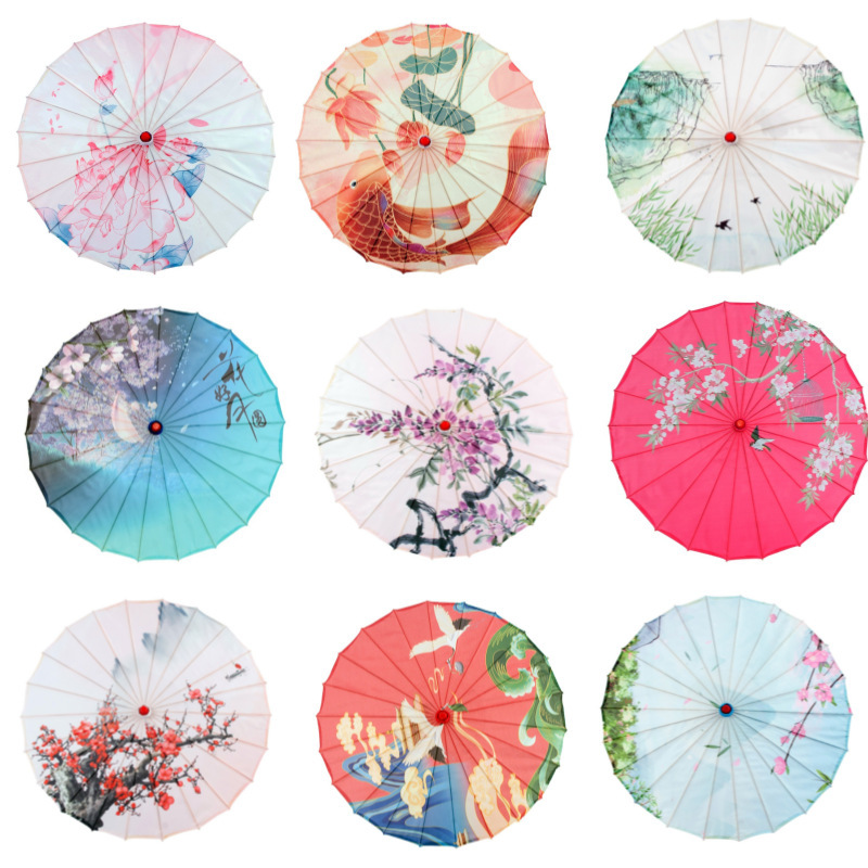 Ancient Style Silk Umbrella Wholesale Chinese Style Dance Performance Indoor and Outdoor Ceiling Decoration Silk Imitation Oil Paper Umbrella