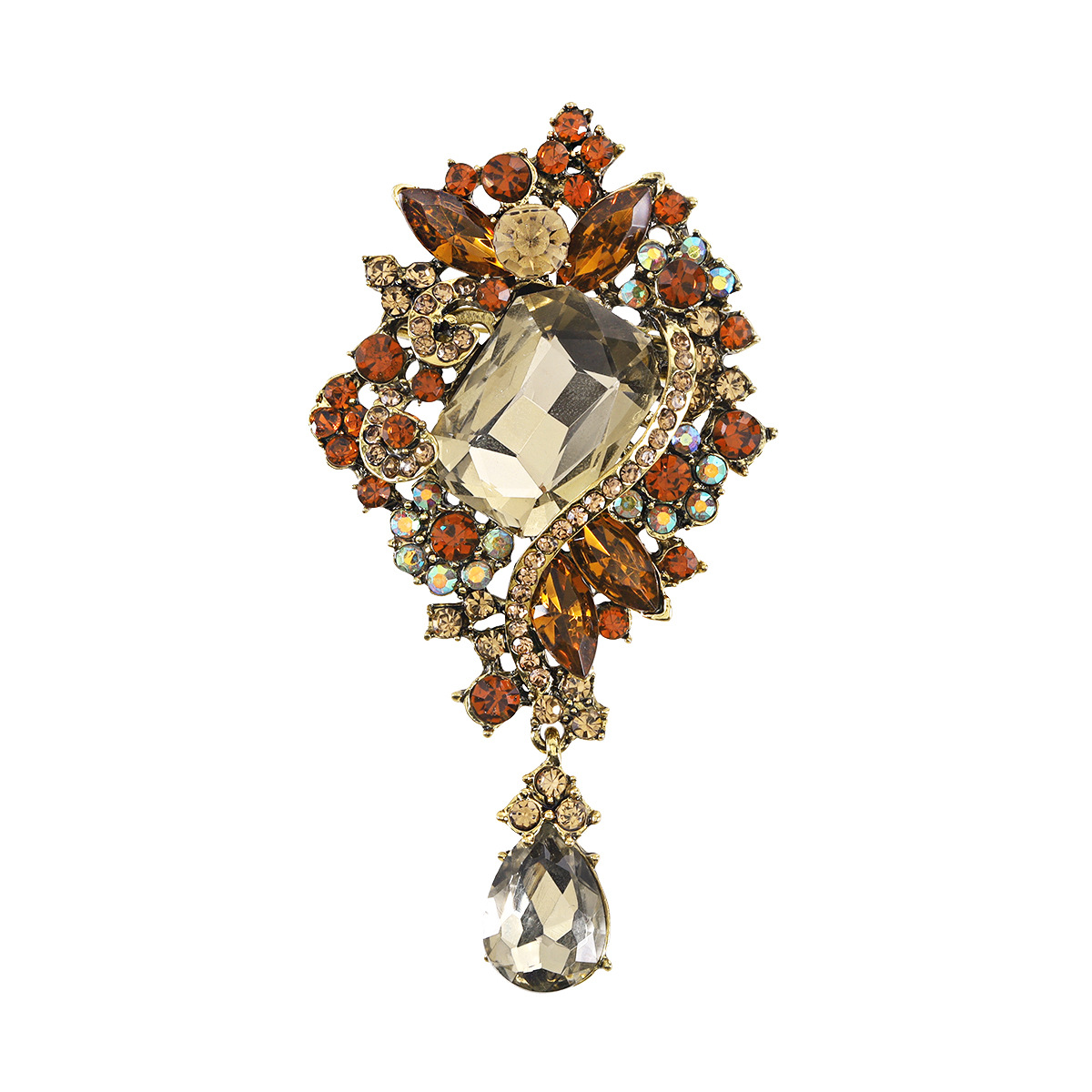 Broche en cristal de luxe européenne et américaine pour femme, broche florale à porter à la main pour décoration de mariage, assortie_voghion.com