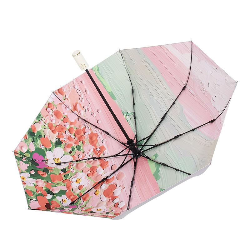 新款钛金遮阳防晒太阳伞 防紫外线全自动晴雨两用三折雨伞