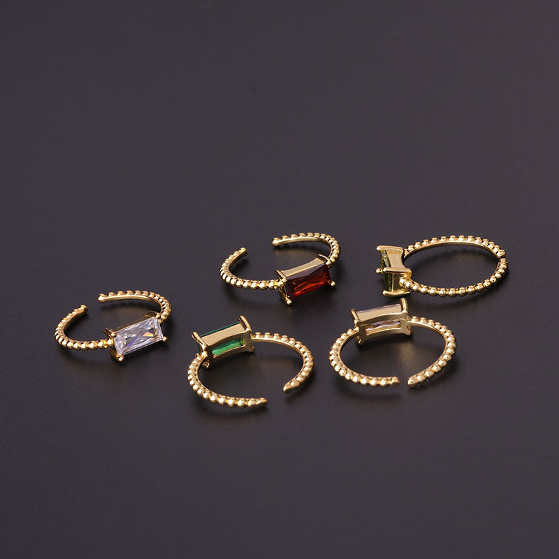 Fashion Square Copper Plating Inlay Zircon Open Ring 1 Piece