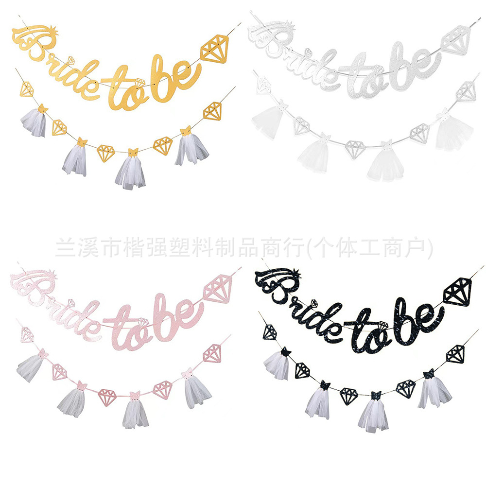 Transfronterizo fiesta de solteros bridete be vestido de novia estilo polvo brillante tira bandera polvo letras de diamante falda fiesta de solteros