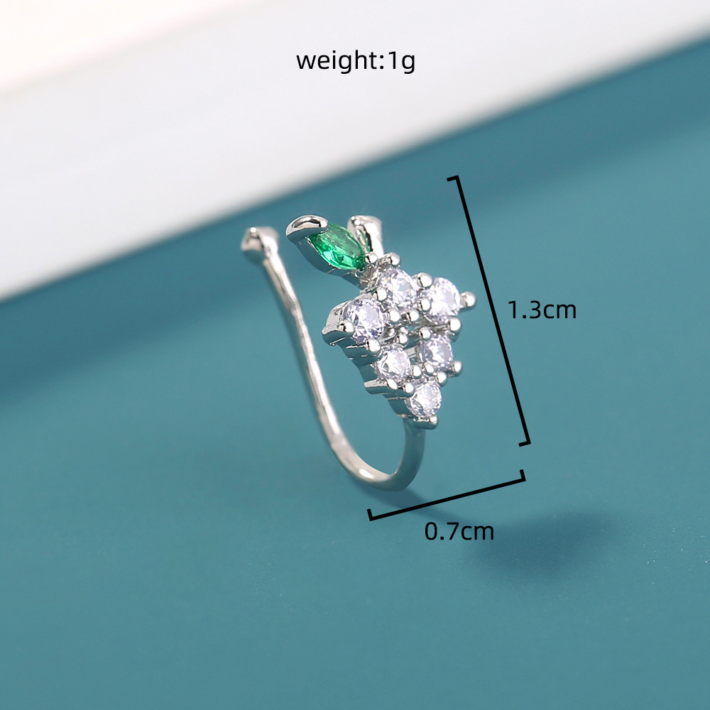 Personality Micro-inlaid Zircon Grape U-shaped False Nose Ring Exquisite Mini Piercing Nose Ring Jewelry display picture 1