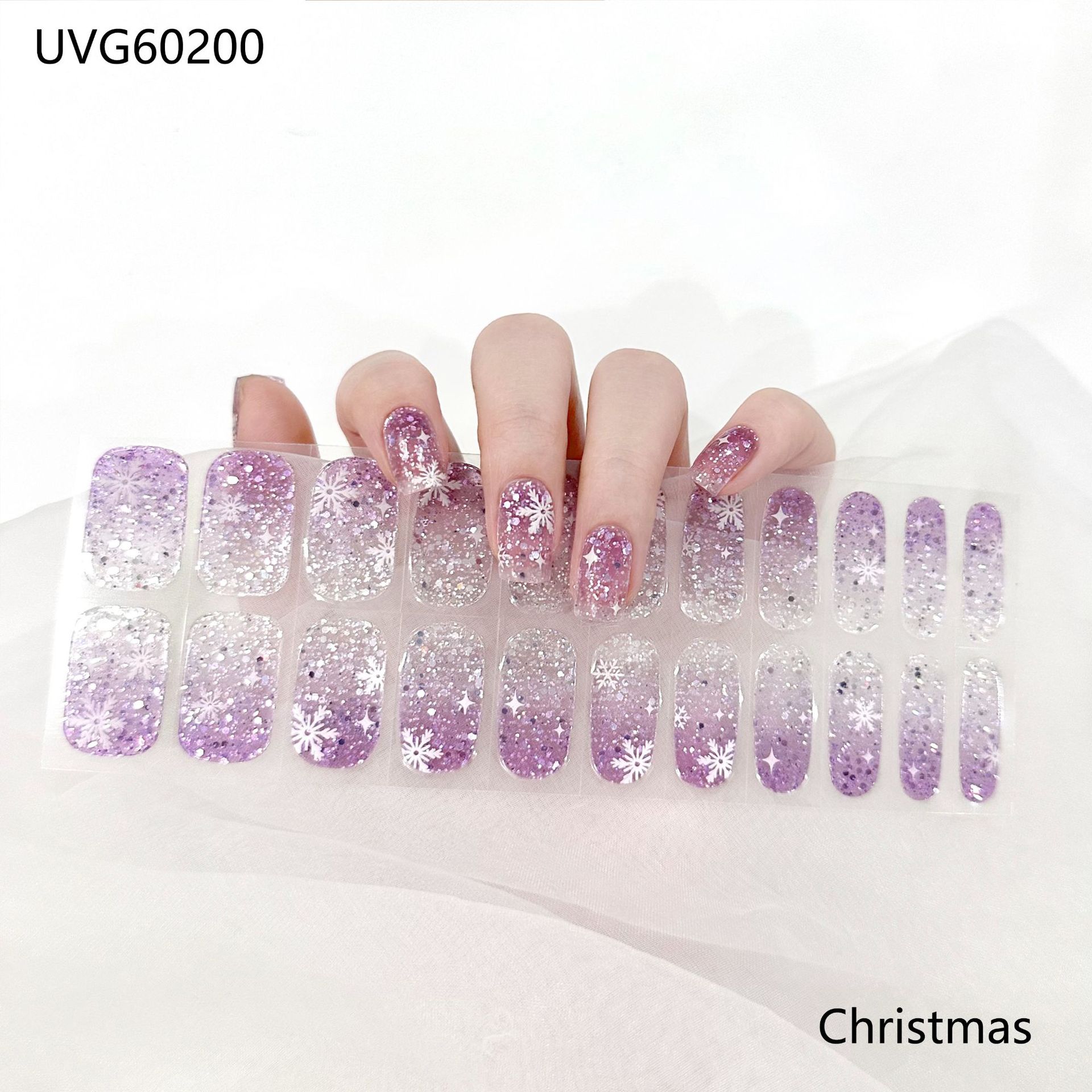 Pegatinas de uñas de gel UV transparentes efecto hielo, semicuradas, con lámina dorada, fototerapia, efecto película de aceite