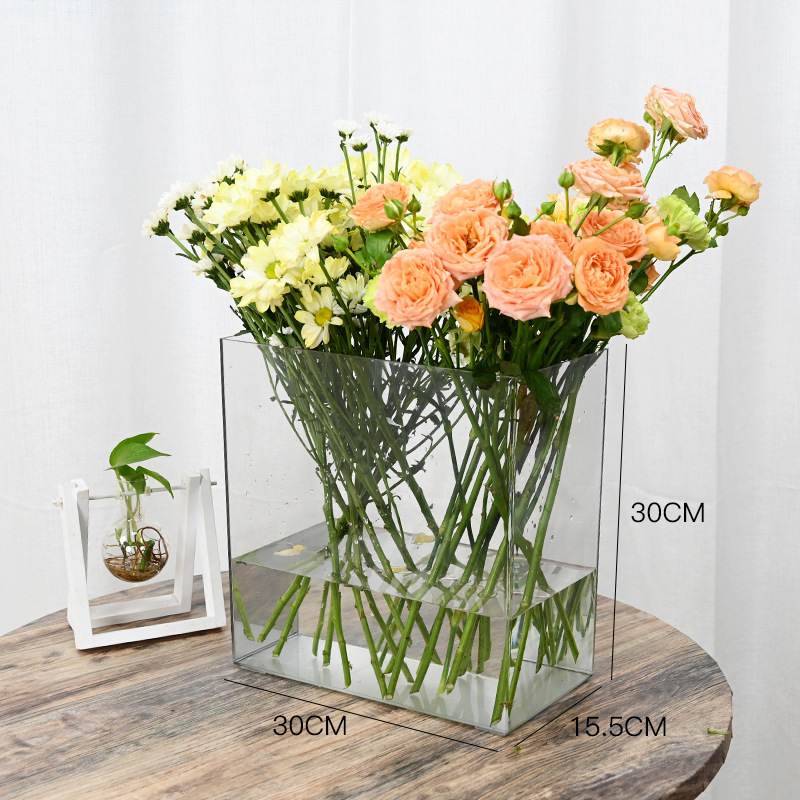 花屋用品卸売り耐落花桶花桶高透明厚さアクリル目を覚ます花桶深水養花桶|undefined