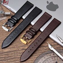 超薄手表带男女士平纹真皮配件表链软皮带学生牛皮防水针扣蝴蝶扣