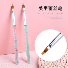 廠家供應美甲工具透明杆漸變指甲筆刷亞克力杆美甲筆美甲筆刷批發