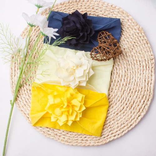 New European and American Flower Soft Baby Headband, Cute and Comfortable Solid Color Infant Skullcap Bandana, Children's Accessory