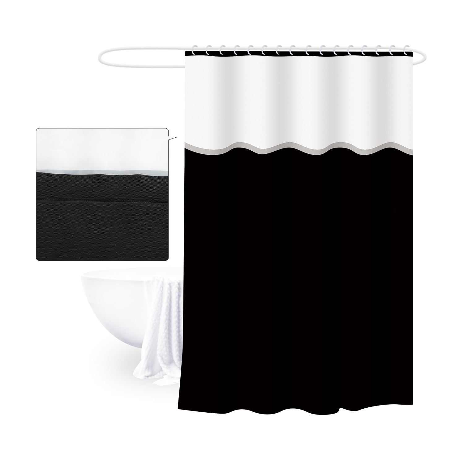 Cortina de ducha 180*180 color sólido engrosada cortina de ducha de tres piezas cortina de baño peva baño semitransparente cortina de ducha de baño impermeable