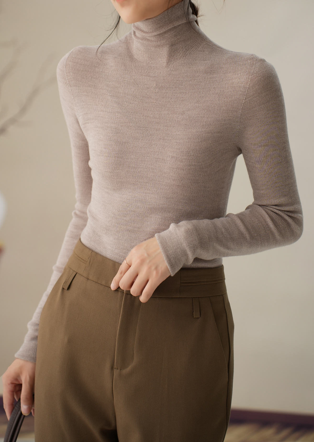 揚子糸 120 カウント シームレス ワンピース レディース ウール タートルネック セーター ボトリング シャツ 長袖