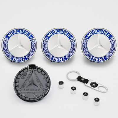Suitable for Mercedes Wheel Hub Hub cover - 75mm-light-blue-wheat-ears-pack-of-four