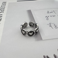 Love Retro Personality Silver Jewelry Adjustable Open Hip-Hop Silver Ring Minority Wholesale