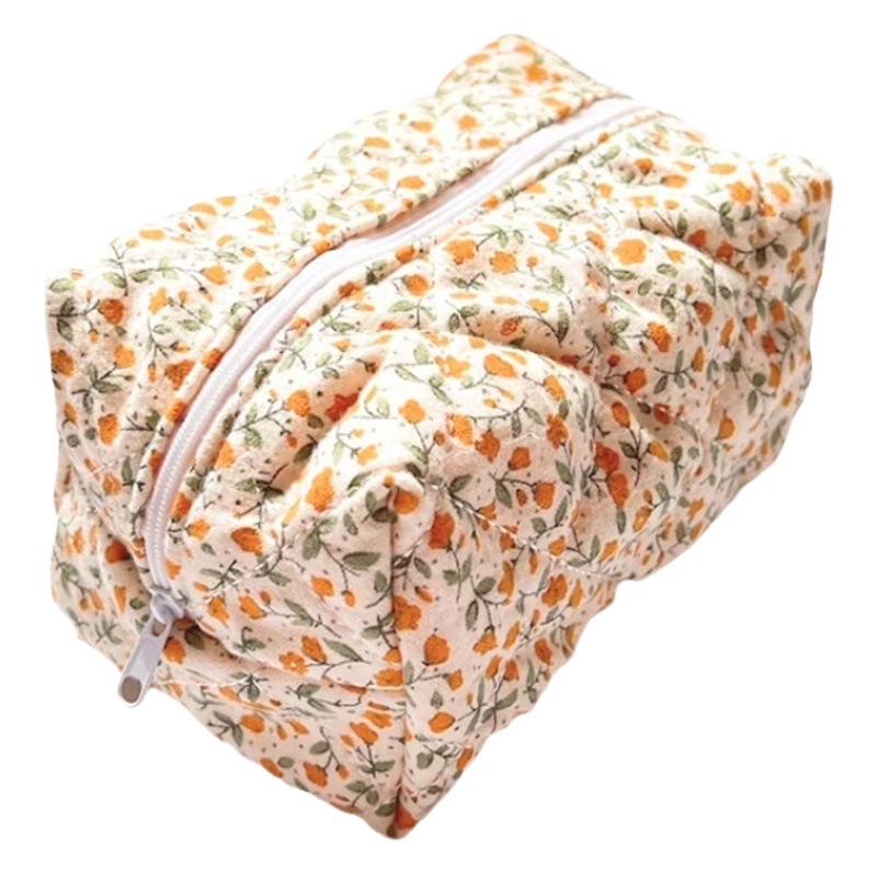 Bolsa de cosméticos floral transfronteriza de Venta caliente bolsa de viaje de cuidado de la piel bolsa de la cremallera bolsa de lavado pequeña bolsa de almacenamiento de cosméticos frescos