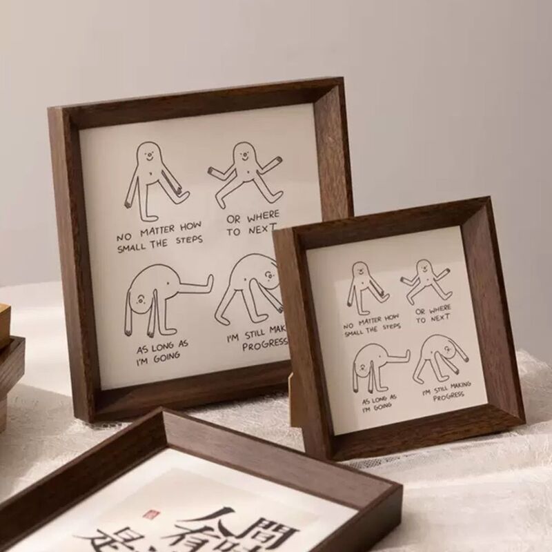 High-End Creative Square Small Photo Frame Table Hanging Wall Mounted Oil Pastel Kidsren's Picture Frame Simple Display Frame