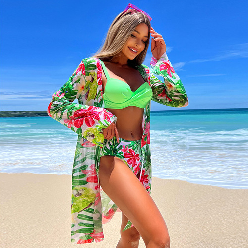  European and American new split three-piece swimsuit feminine cross-border beach cover-up bikini foreign trade bikini