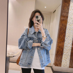 女性用ライトブルーデニムジャケット、春と秋のヨーロッパ人気の婦人服、ゆったりとしたカジュアル、高級感、美しいショートトップス