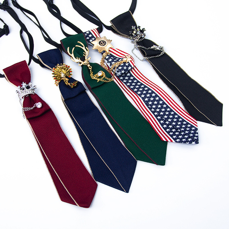 JK necktie Bowtie College wind girl student shirt Accessories necktie Sweet temperament Metal chain Bowtie