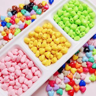 10mm color acrylic luminous vertical hole peach heart loose beads DIY bracelet mobile phone chain jewelry material accessories