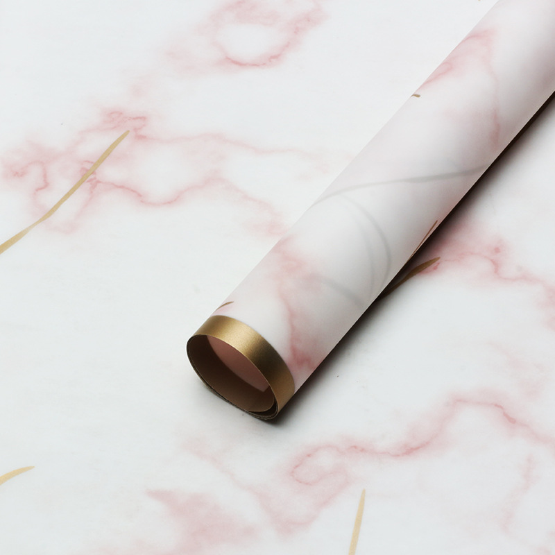 Brillante Phnom Penh, patrón de mármol, borde de papel de embalaje de flores, película opp de plástico, comercio exterior, floristería de papel de arte